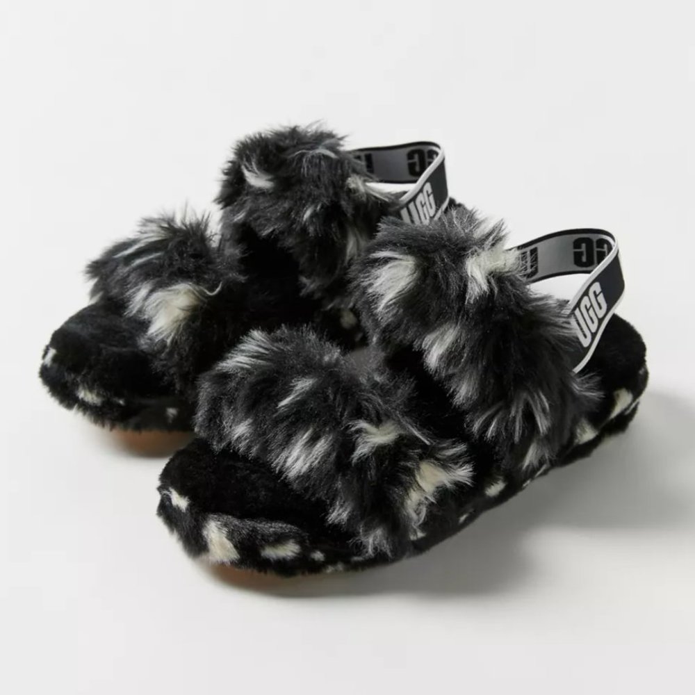 NWT UGG Oh Yeah Spotted Slide Furry Sandals